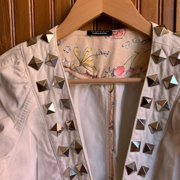 SONIA RYKIEL WHITE STUDDED JACKET SIZE MED - Picture 2 of 7